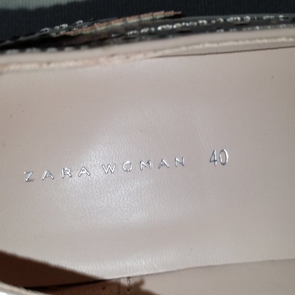 Zara Woman tan patent platform Oxford lace up shoes EUC - Picture 6 of 6